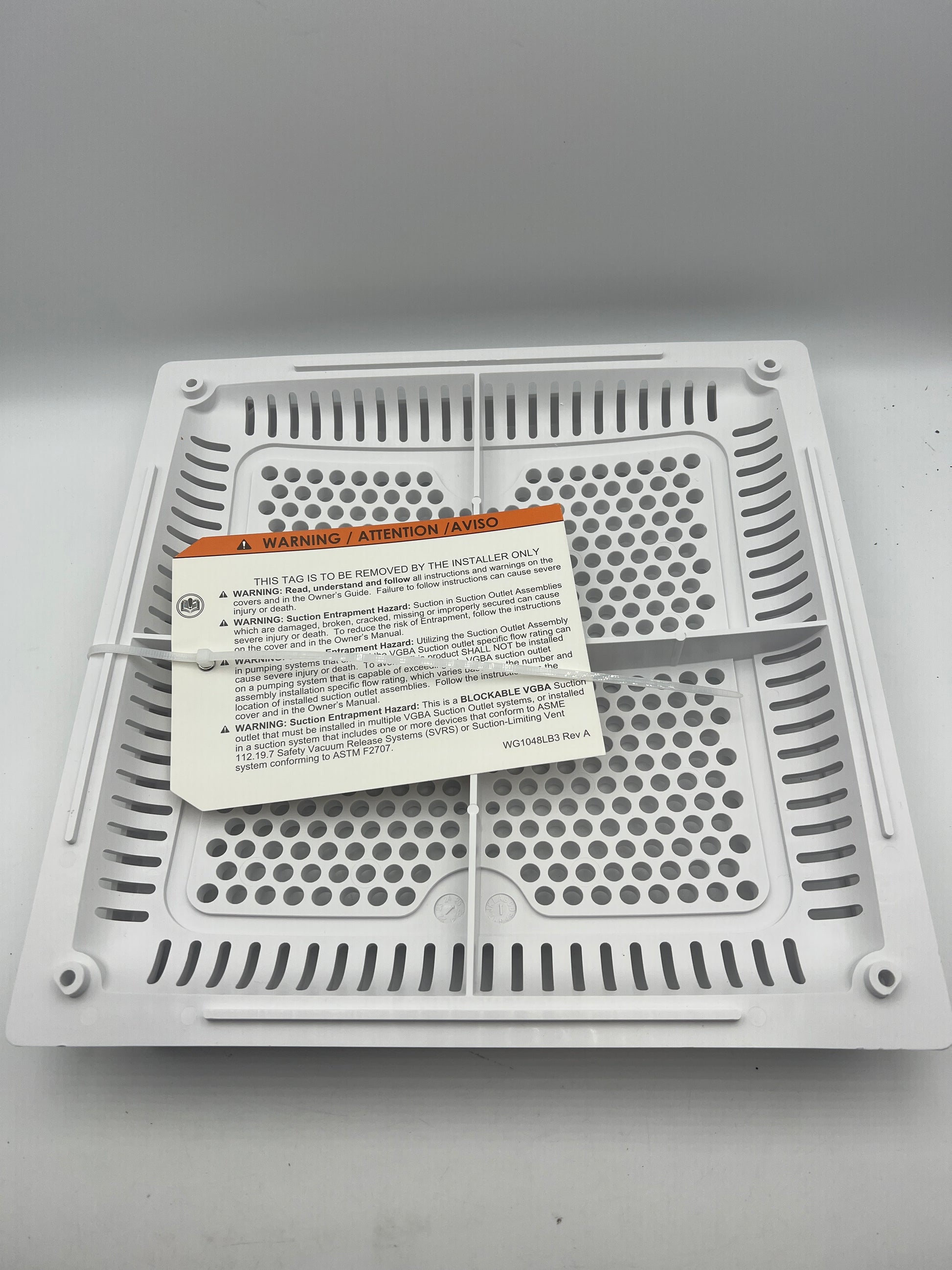 Hayward WGX1032BHF2 12-Inch White High Flow Square Drain Cover with Inner Frame