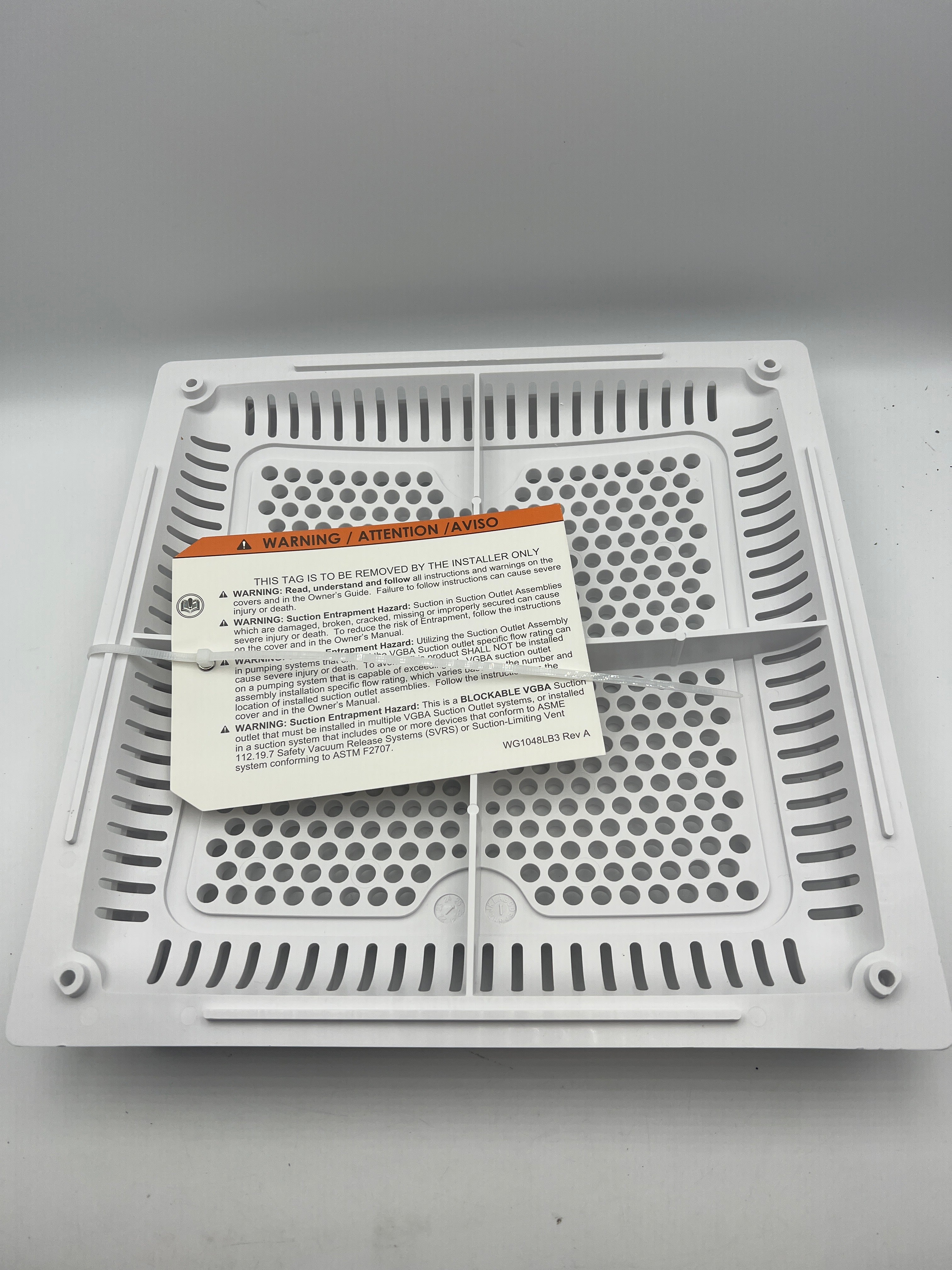 Hayward WGX1032BHF2 12-Inch White High Flow Square Drain Cover with Inner Frame