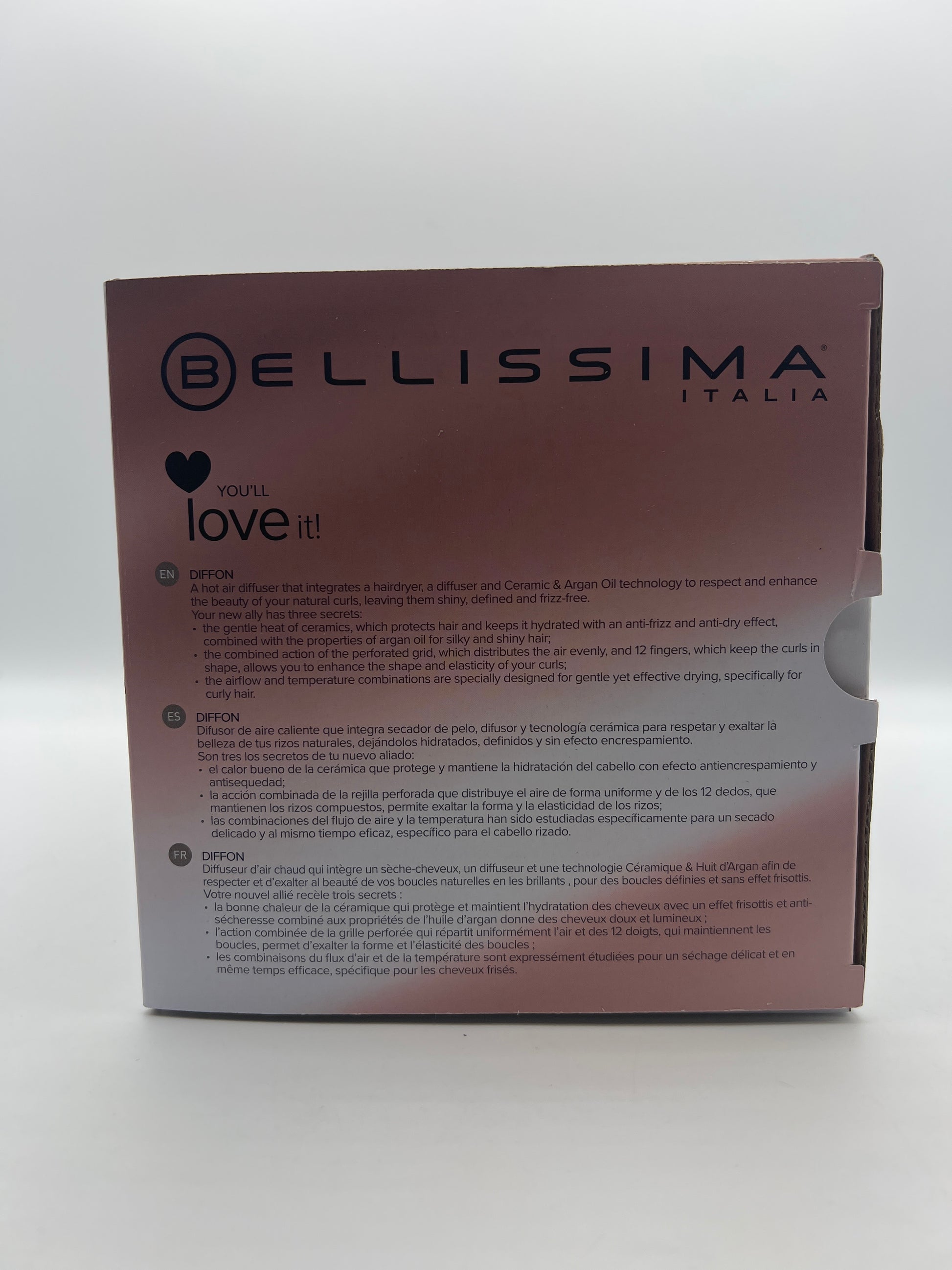 Bellissima Italia Diffon DF1 5000 Ceramic Curly Hair Dryer with Argan Oil