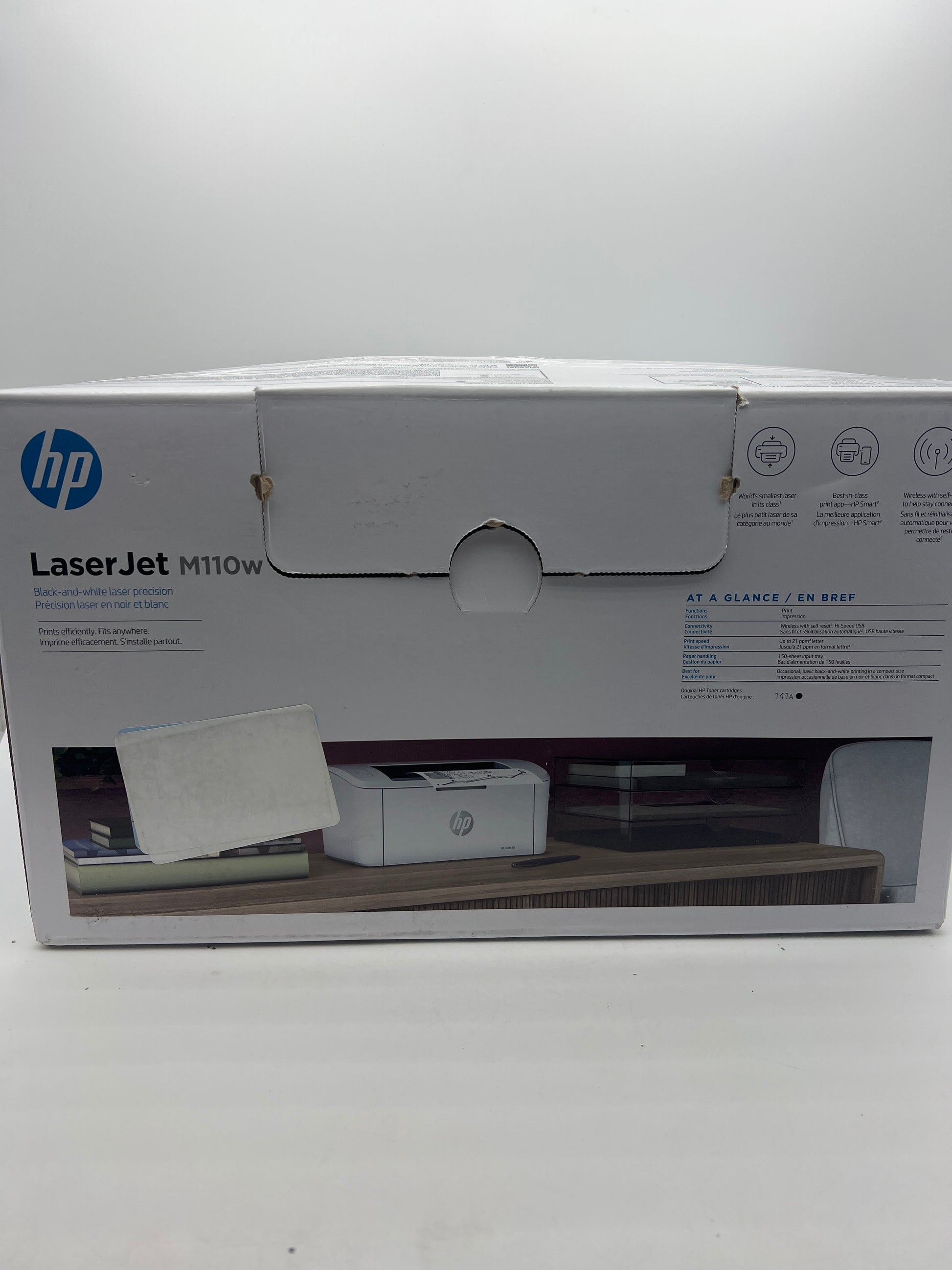 HP LaserJet M110w side view