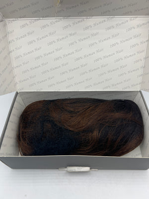 Ombre Brown and Honey Blonde Layered Cut Wavy Human Hair Wig With Bangs - 16" HD 13X4 Glueless Lace Front