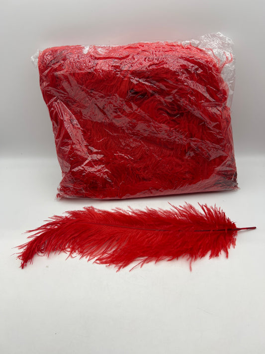 Yuxung 80 Pcs Large Natural Ostrich Feathers Plumes 14-16 Inch Bulk for DIY Crafts Wedding Party Centerpiece Vase (Red)