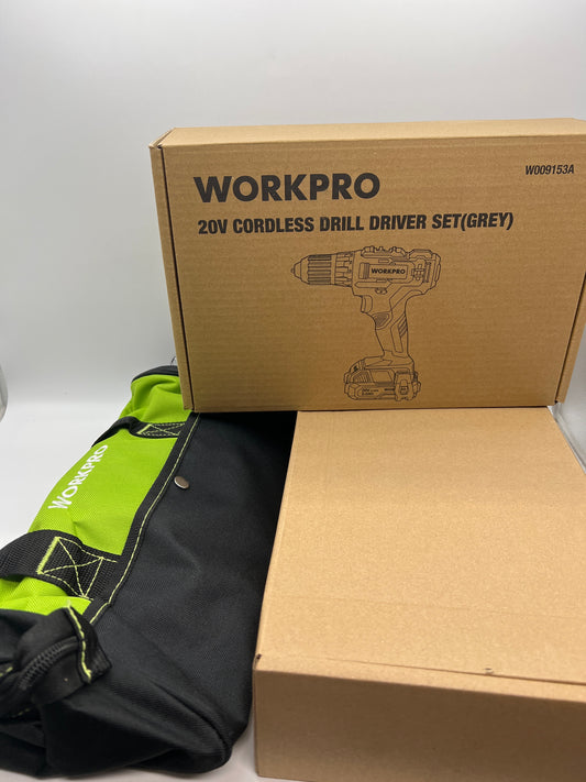 WORKPRO Home Tool Set with 20V Cordless Lithium-ion Drill Driver