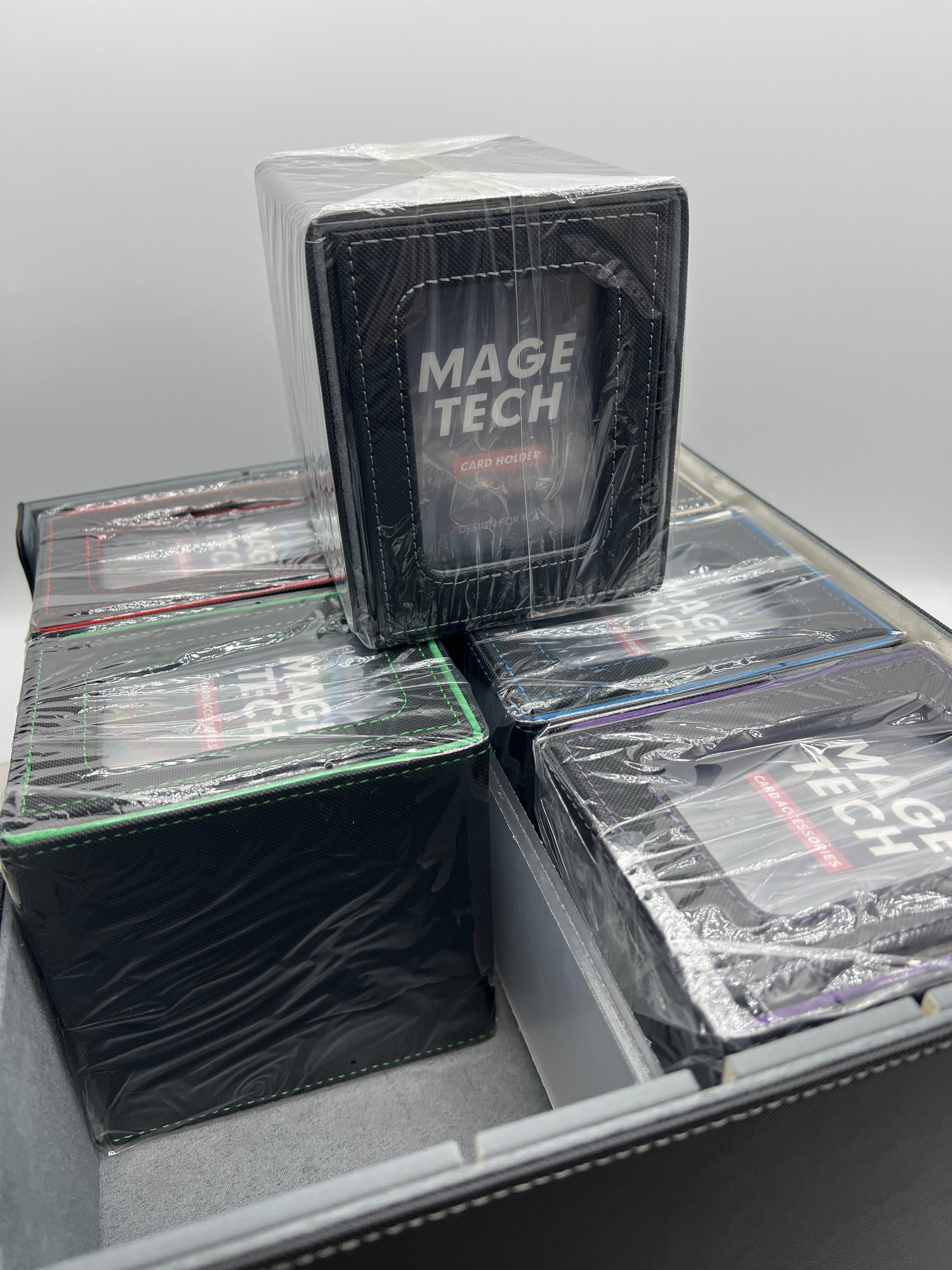 Mage Tech Commander Plus Collection - 6 Commander Plus Deck Boxes & 1 Overseer Storage Case - Grey