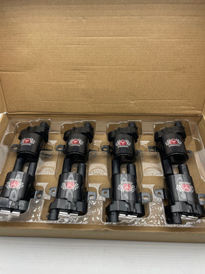 Set of 8 Round Ignition Coils D585 with Spark Plugs and 748UU 8mm Wires for Chevy and GMC Vehicles