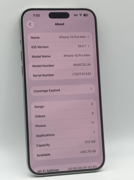 Apple iPhone 15 Pro Max 512GB White Titanium - Unlocked (Renewed)