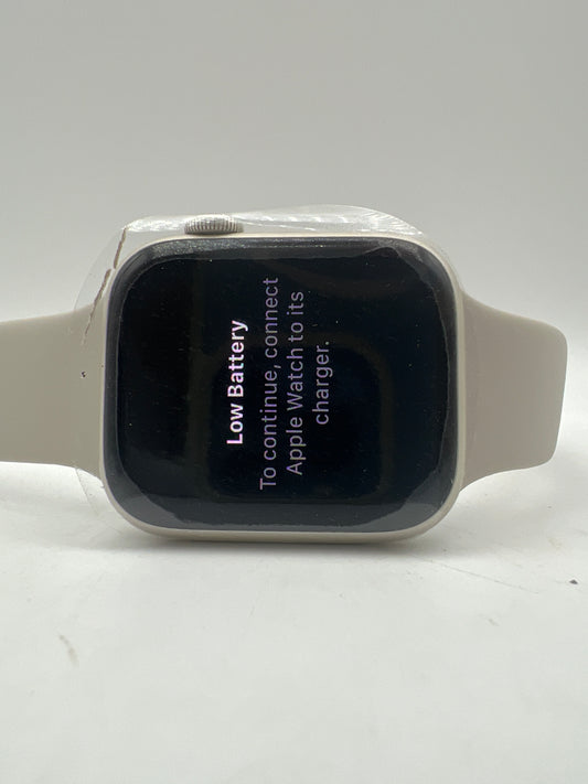 Apple Watch Series 8 GPS + Cellular 45MM Starlight Aluminum Case with M/L Starlight Sport Band Renewed Premium