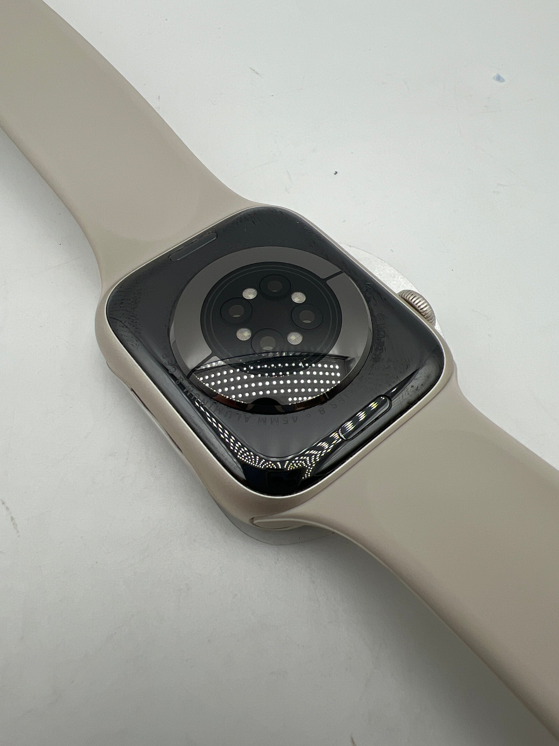 Apple Watch Series 8 GPS + Cellular 45MM Starlight Aluminum Case with M/L Starlight Sport Band Renewed Premium