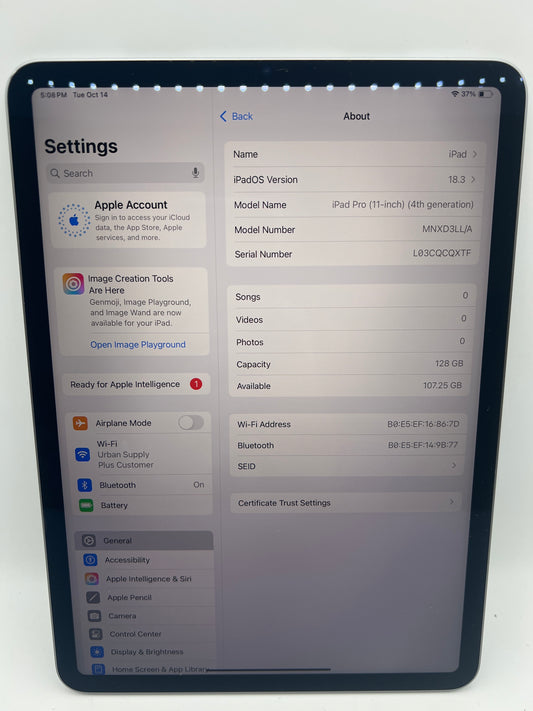 Apple 2022 iPad Pro 11-inch WiFi 128GB Space Gray