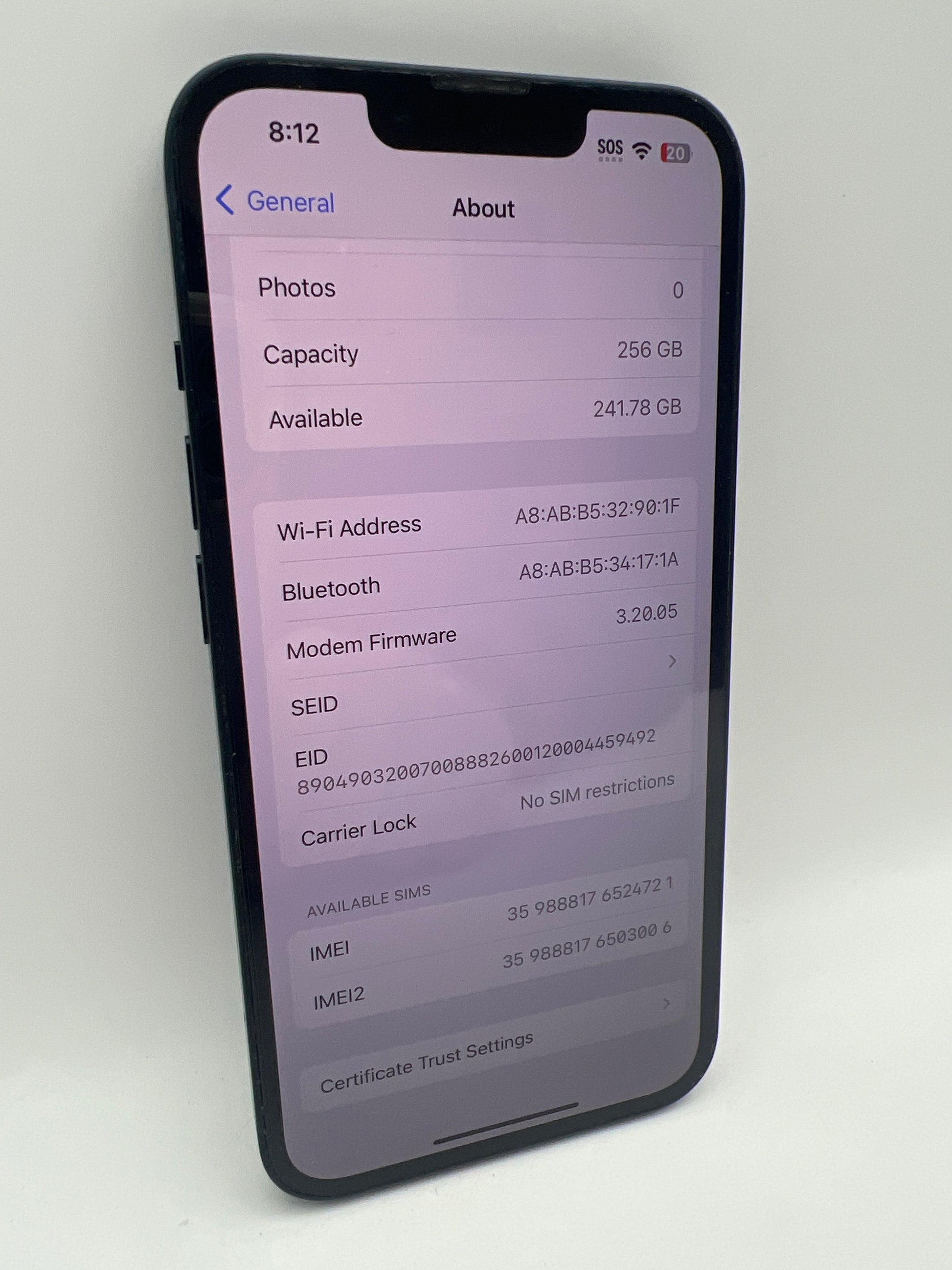 Apple iPhone 13 256GB Midnight rear view