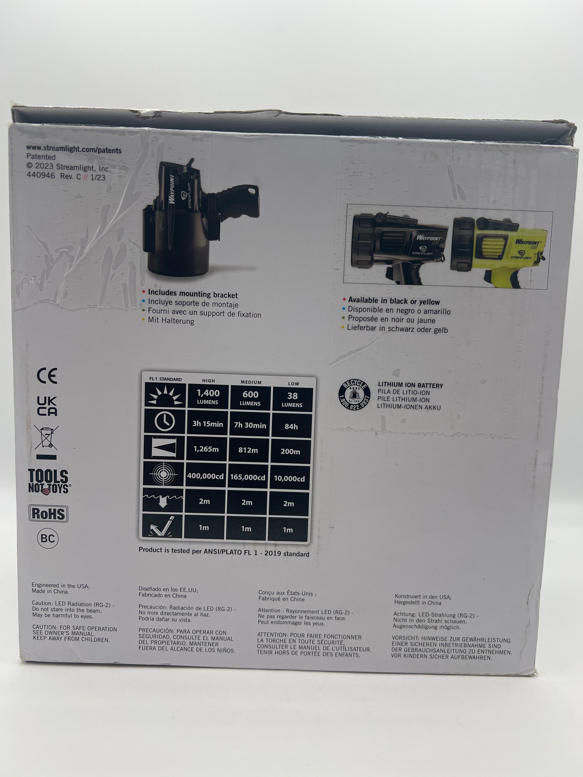 Streamlight 44911 Waypoint 400 Rechargeable 1400-Lumen Spotlight
