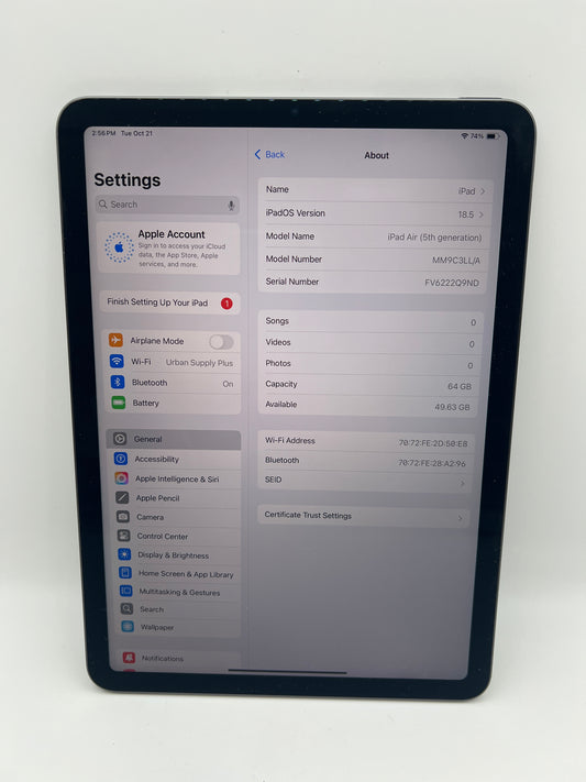 Early 2022 Apple iPad Air 5th Gen