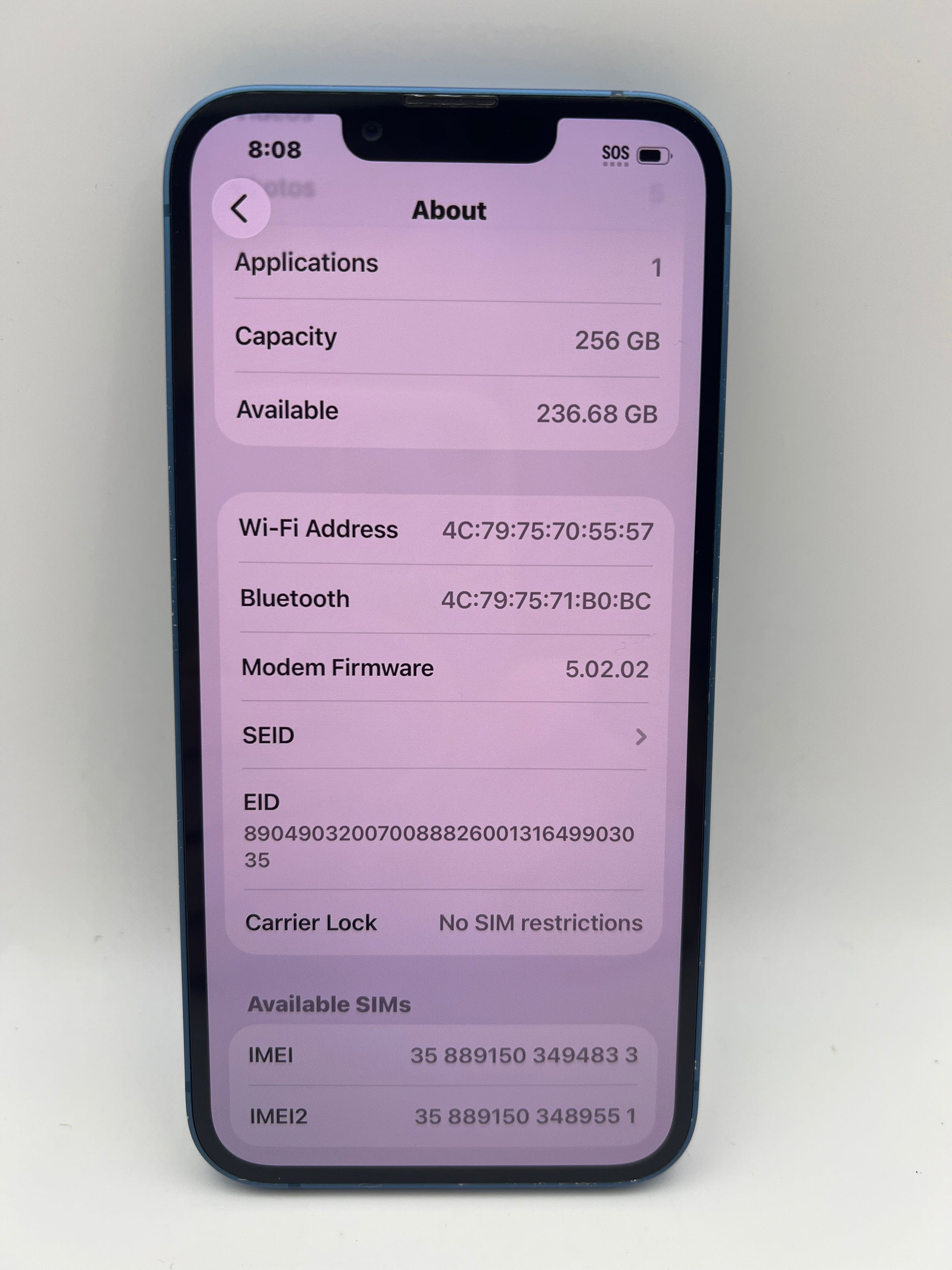 Apple iPhone 13 256GB Blue - Unlocked (Renewed)