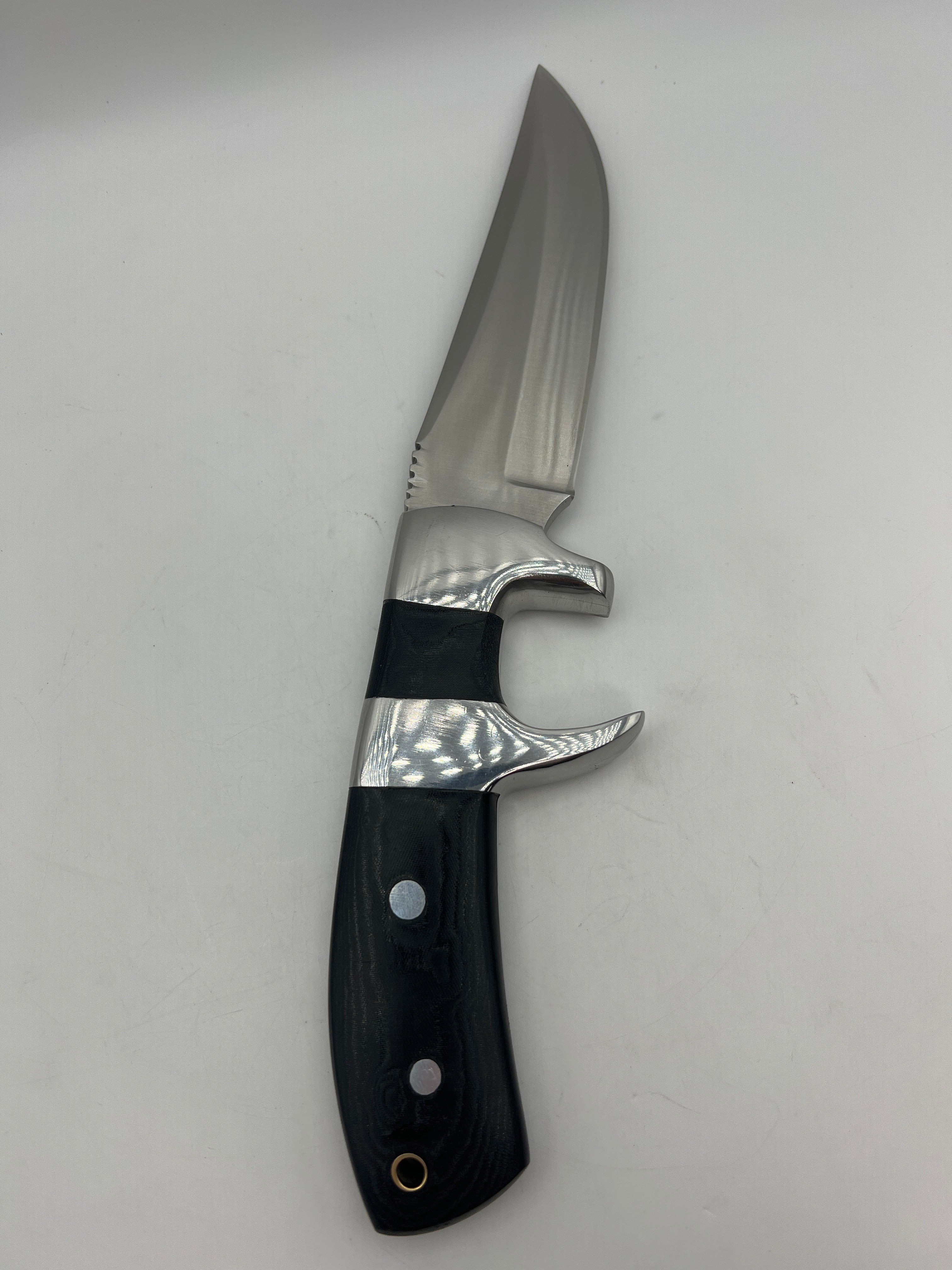 GCS Custom Handmade D2 Tool Steel Knife with Coloured Bone & Turquoise Handle and Buffalo Hide Sheath - GCS 186