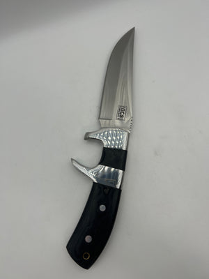 GCS Custom Handmade D2 Tool Steel Knife with Coloured Bone & Turquoise Handle and Buffalo Hide Sheath - GCS 186