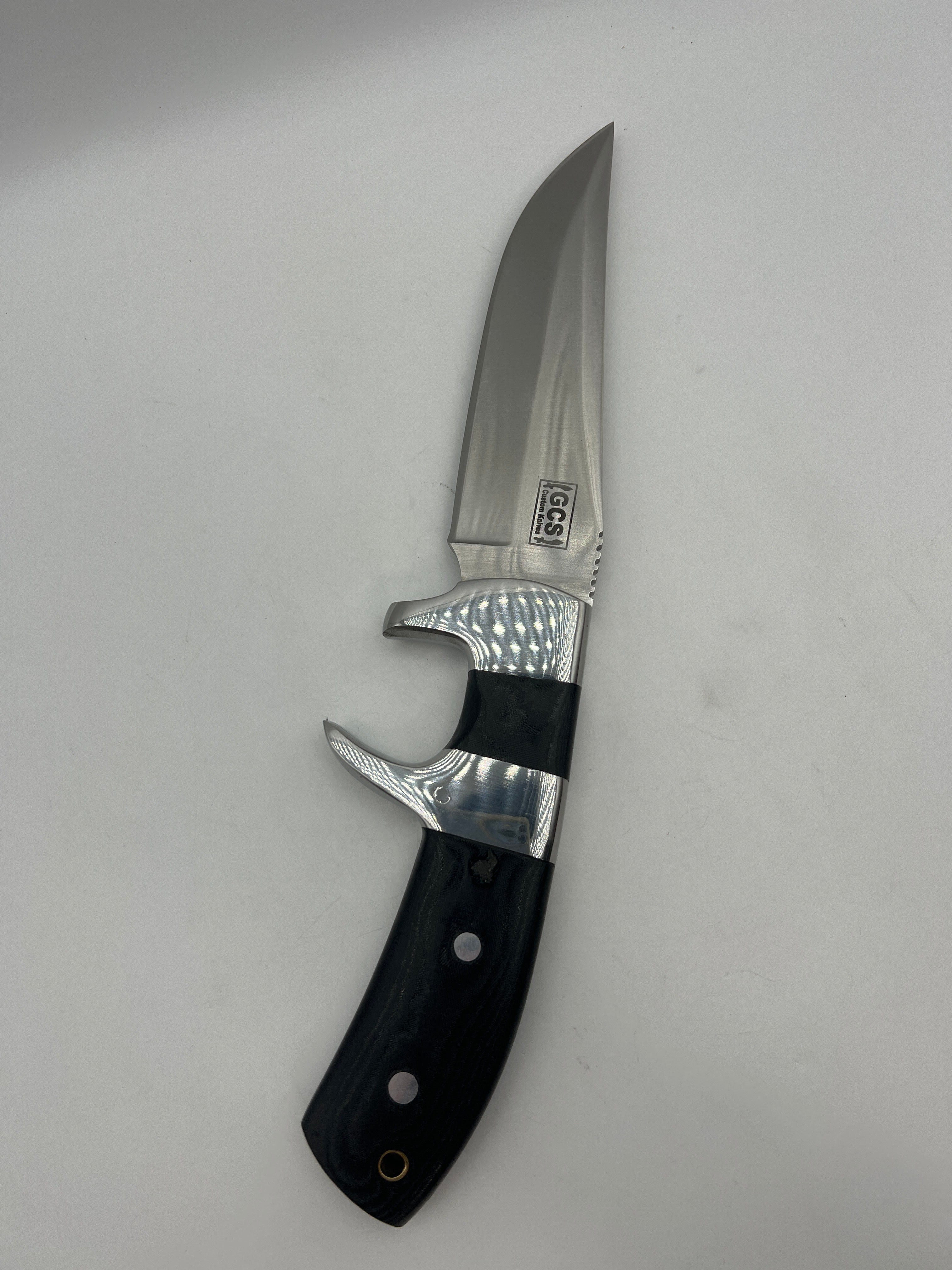 GCS Custom Handmade D2 Tool Steel Knife with Coloured Bone & Turquoise Handle and Buffalo Hide Sheath - GCS 186