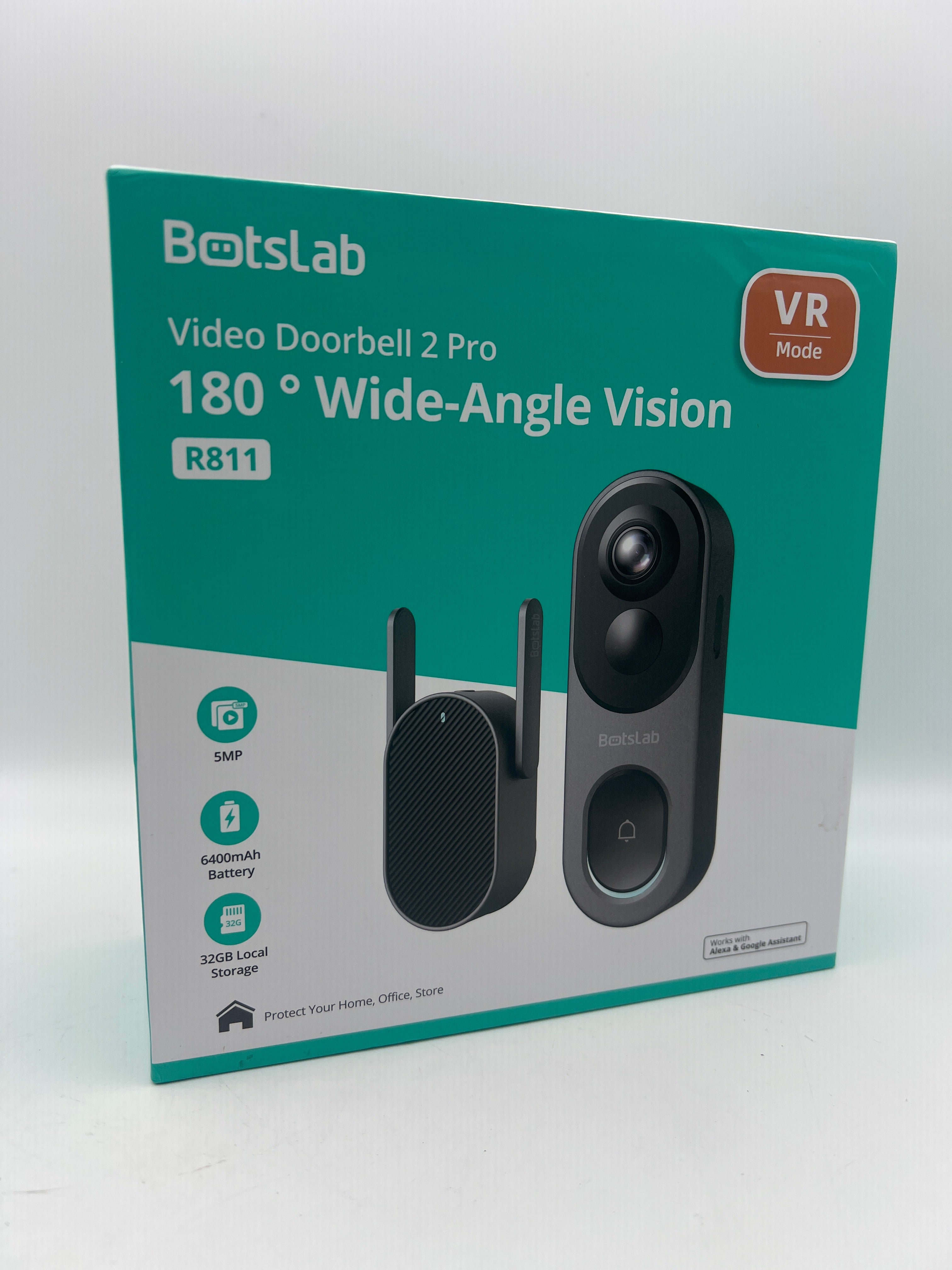 BOTSLAB Video Doorbell with 180-degree View