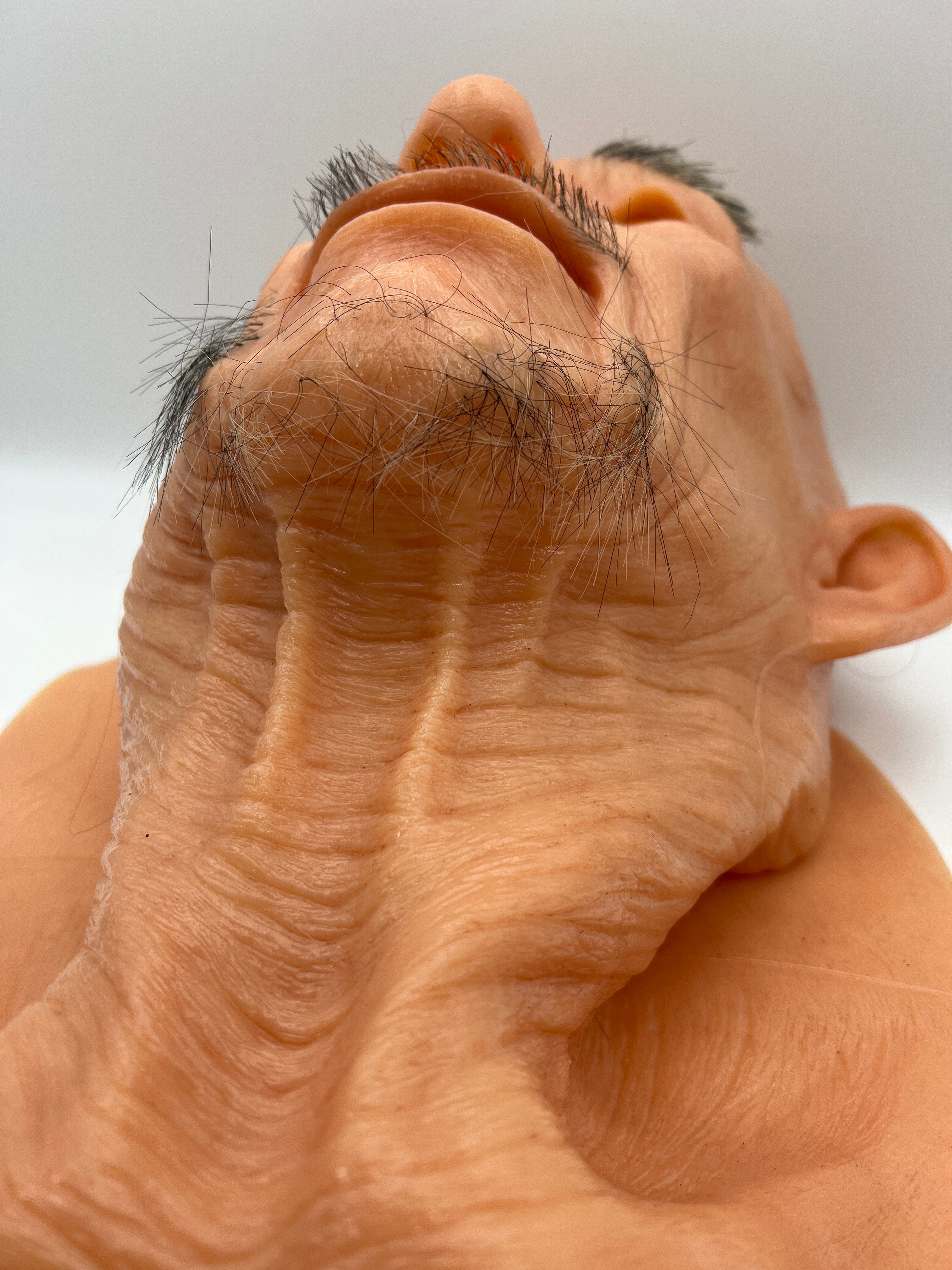 EQAIWUJIE Silicone Mask Face Full Head Realistic Old Man Mask for Halloween and Cosplay (Ivorywhite)