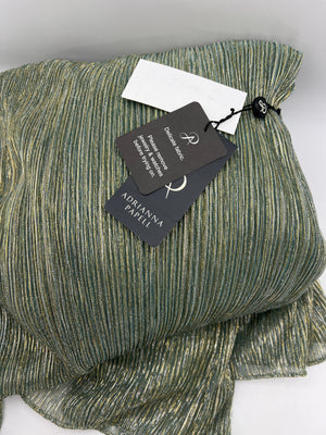 Adrianna Papell Women's Metallic Mesh Draped Gown in Green Slate