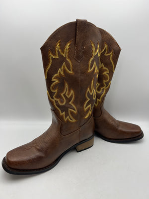 IUV Women's Square Toe Mid-Calf Cowboy Boots Heel View