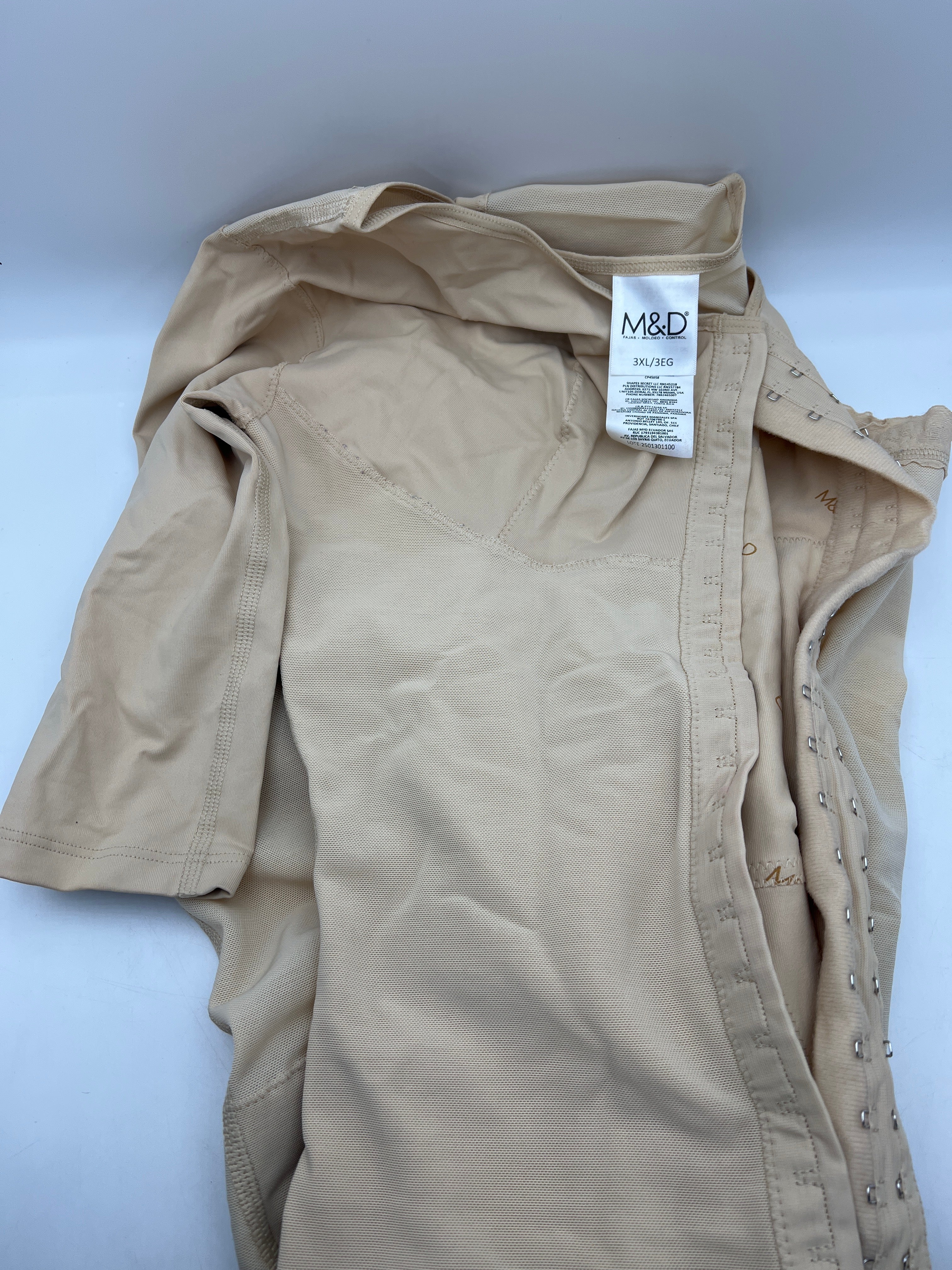 M&D Fajas Colombianas Post Surgery Tummy Tuck Compression Garment for Women BBL Faja Beige 3XL