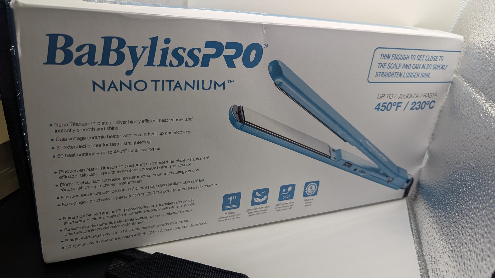 BaBylissPRO Nano Titanium Flat Iron side view