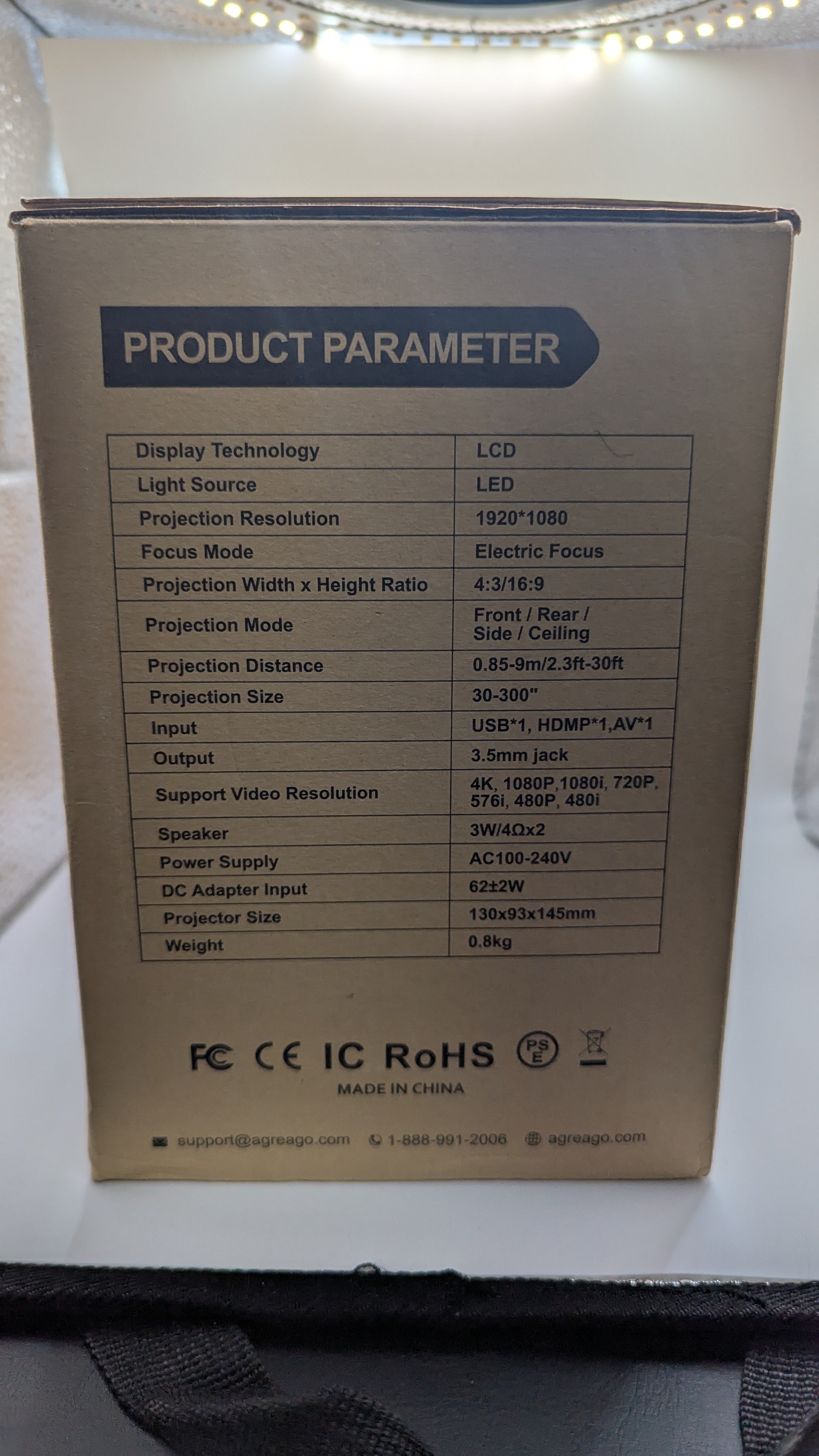 Agreago Projector with WiFi and Bluetooth