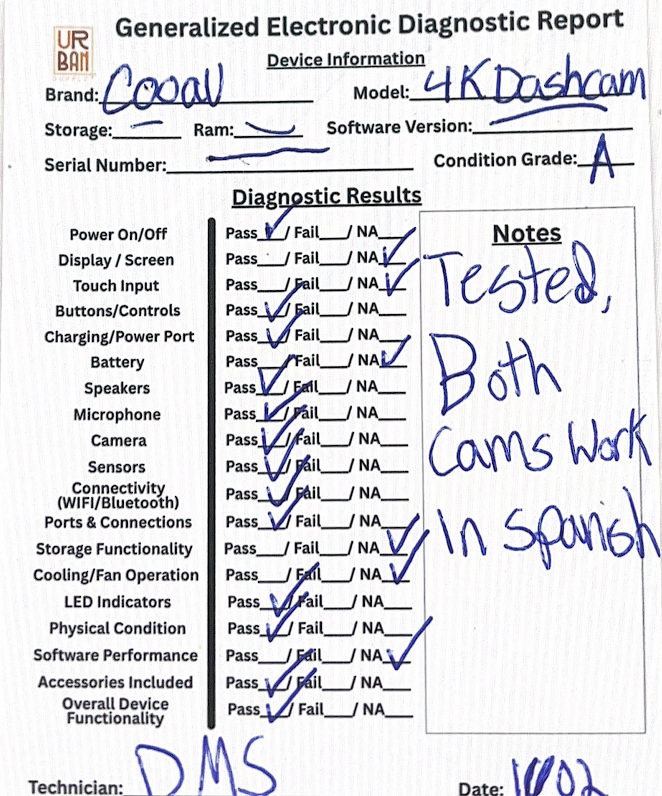 COOAU 4K Dash Cam D30S