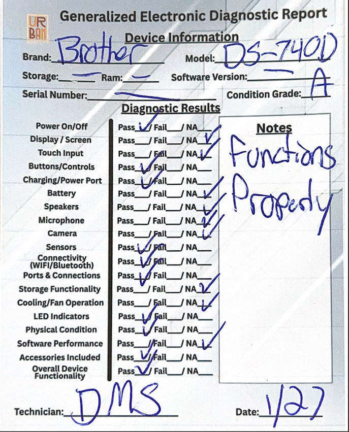 Brother DS-740D Duplex Compact Mobile Document Scanner
