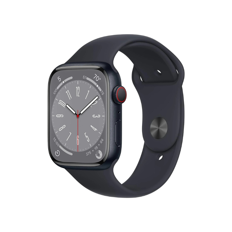 Apple Watch Series 8 GPS + Cellular 45mm Midnight Aluminum Case with M/L Midnight Sport Band Renewed Premium