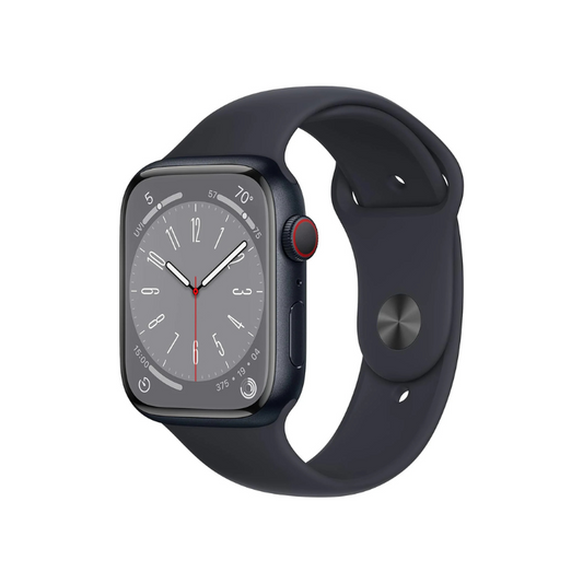 Apple Watch Series 8 GPS + Cellular 45mm Midnight Aluminum Case with M/L Midnight Sport Band Renewed Premium