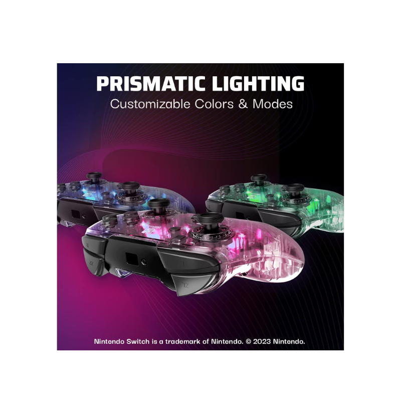 Afterglow Wireless Nintendo Switch Pro Controller: Prismatic RGB LED Lighting, Full Motion Control Gamepad, Customizable Paddle Buttons