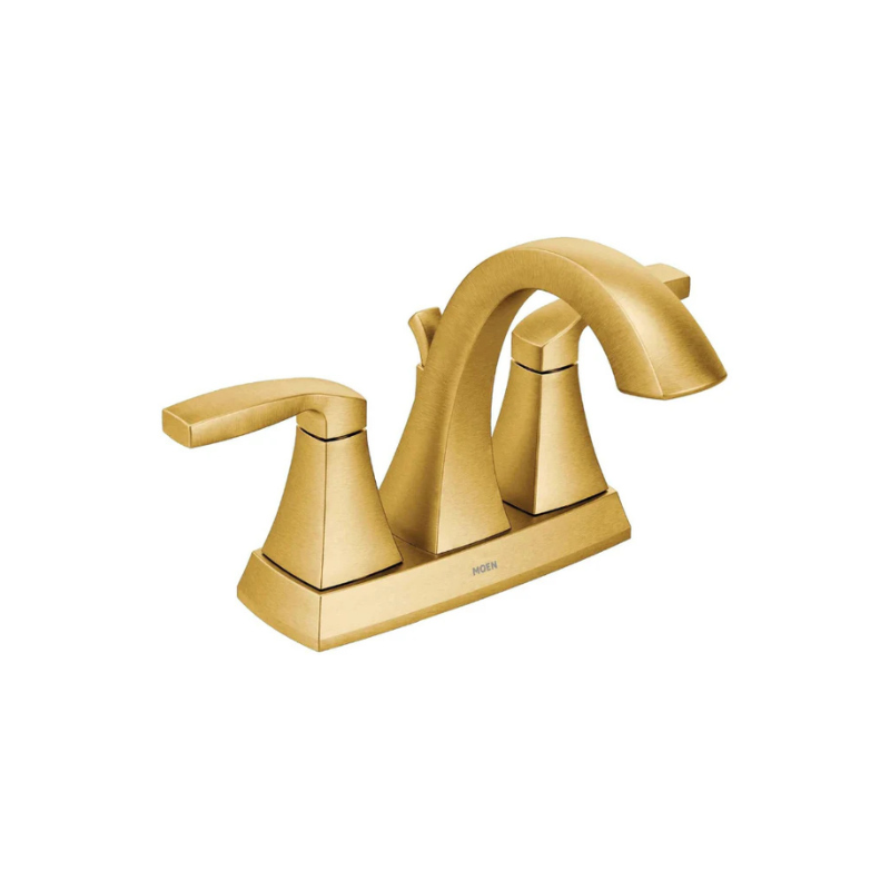 Moen Voss Brushed Gold Transitional Two-Handle High Arc Centerset Faucet