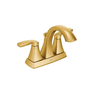 Moen Voss Brushed Gold Transitional Two-Handle High Arc Centerset Faucet