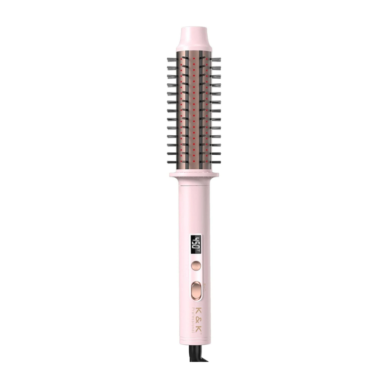 K&K 1.5 Inch Red Light Therapy Infrared Bounce Brush, Heated Thermal Round Brush with Negative Ion Technology, Multiple Heat Settings for Blowout Look with Hair Care Oil, Temperture Contronal
