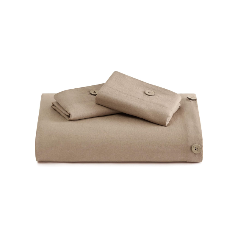 Bedsure Linen Duvet Cover King Size - Linen Cotton Blend Bedding Set, Soft & Cozy, 3 Pieces, 1 Duvet Cover 104x90 Inches and 2 Pillowcases, Brown Color Cooling Bedding, Comforter Sold Separately