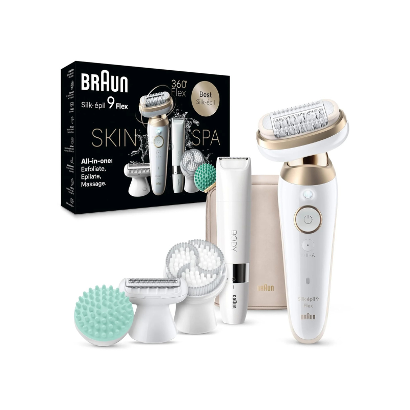 Braun Epilator Silk-épil 9 Flex SkinSpa – 360° Flex Head for Effortless Hair Removal