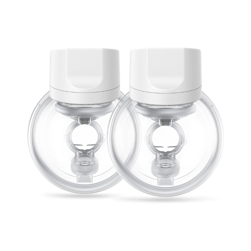 Momcozy Wearable Electric Breast Pump – Portable, Wireless, Adjustable Suction, Soft DoubleFit Flanges, Smart Display (24mm, 2-Pack, Light White)