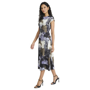 Maggy London Cap Sleeve A-Line Midi Dress Geometric Print Size 4 New — photo 1
