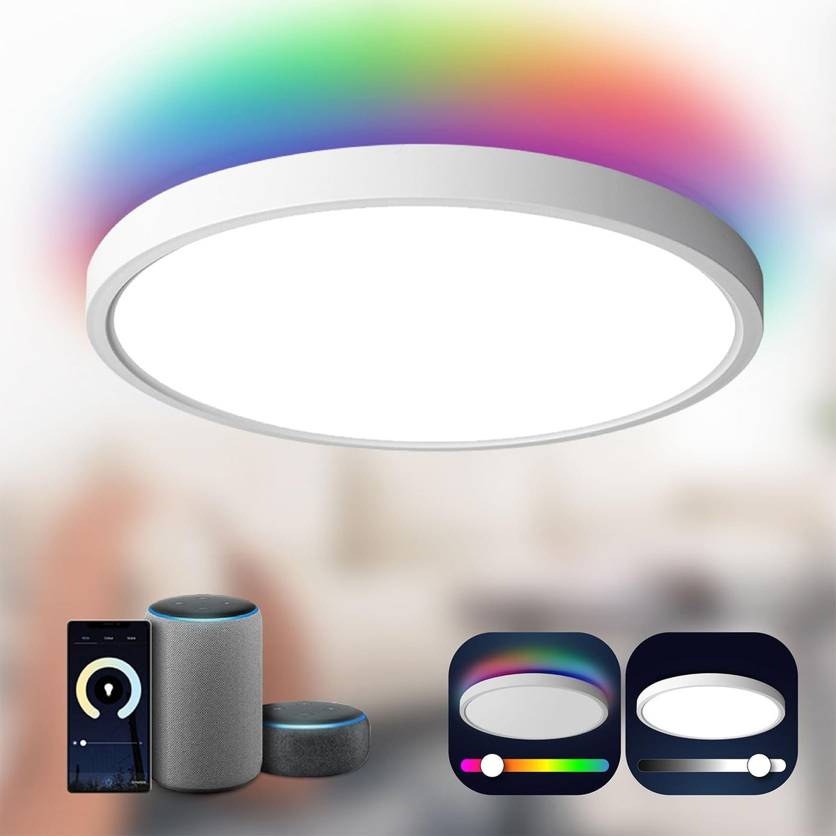 TALOYA Smart Ceiling Light,Main Light and RGB Night Light Dimmable,12 Inch — photo 1