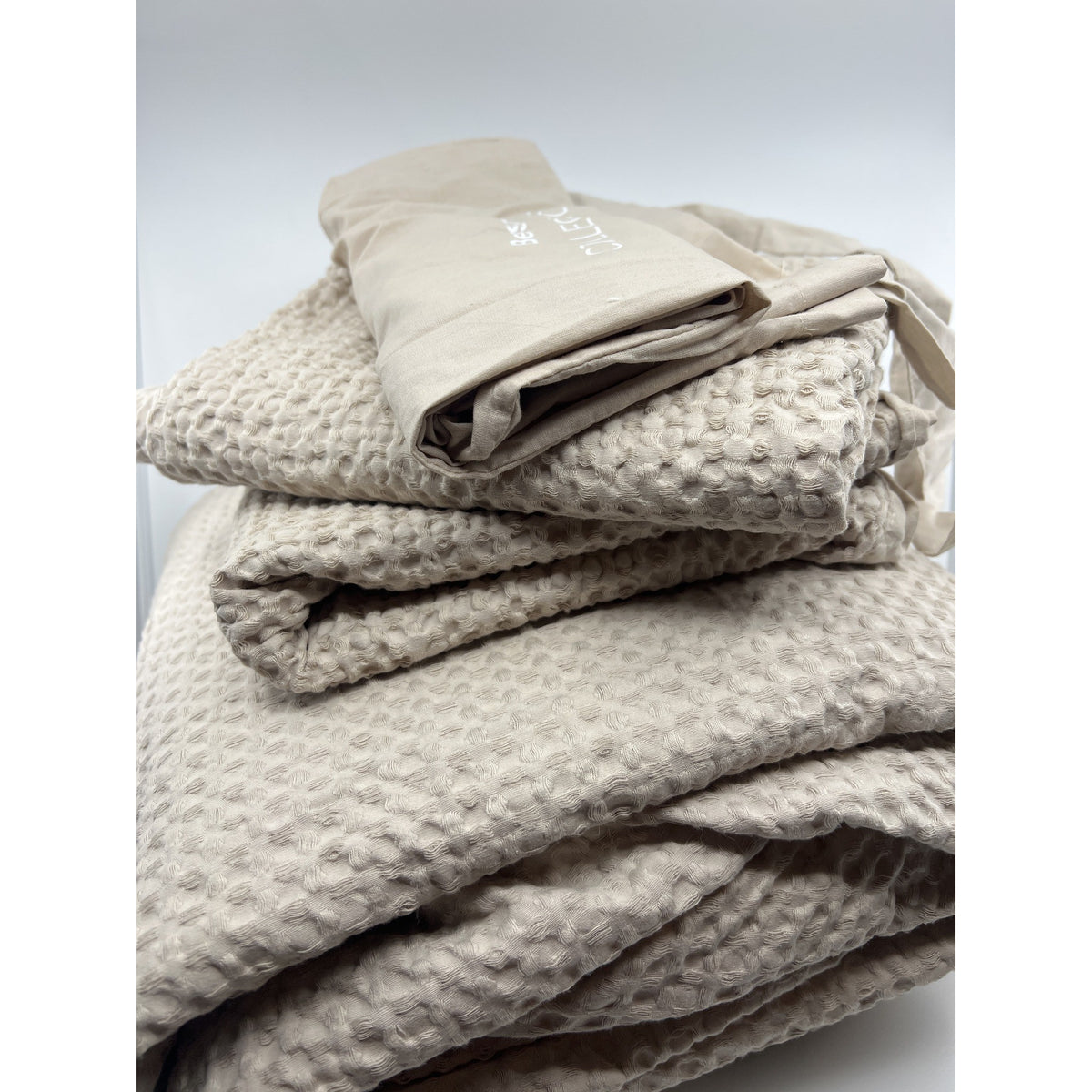 Bedsure Waffle Weave Cotton Duvet Cover Set Oversized King 120x98 Like New — photo 1