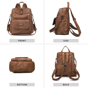 WYFJNX PU Leather Small Backpack Purse Women Brown 12x11" New — photo 3