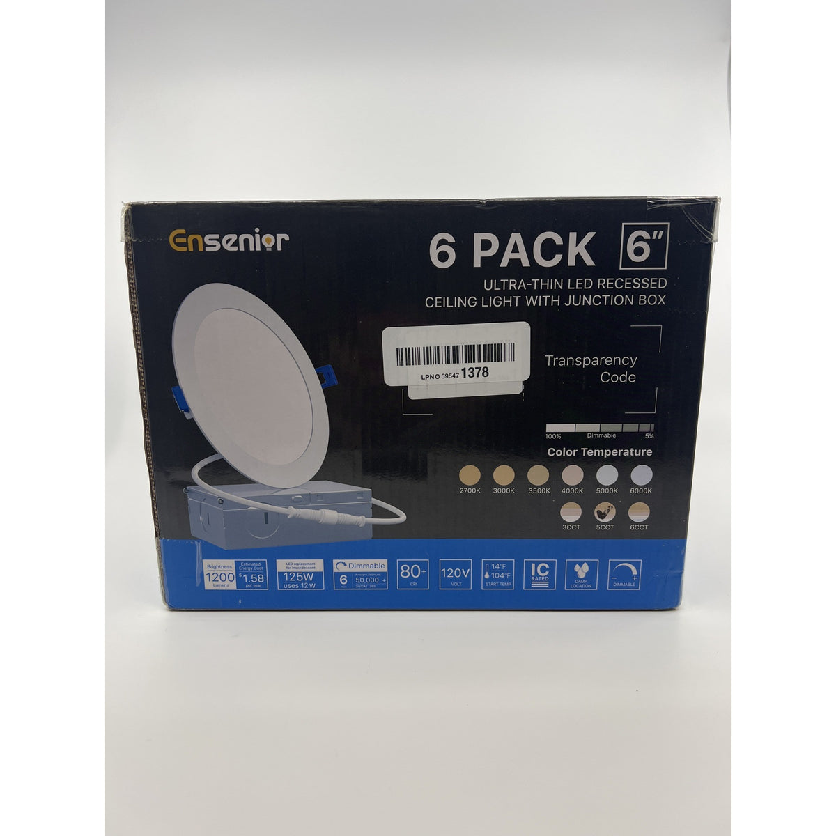 Ensenior 6-Pack 6 Inch 5000K Canless Wafer LED Recessed Light Factory Sealed — photo 4