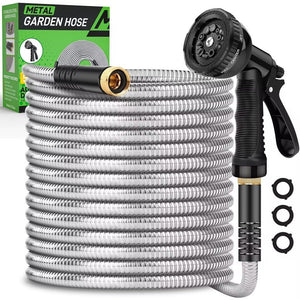 Kebose Stainless Steel Garden Hose 50ft with 10 Nozzles New — photo 1