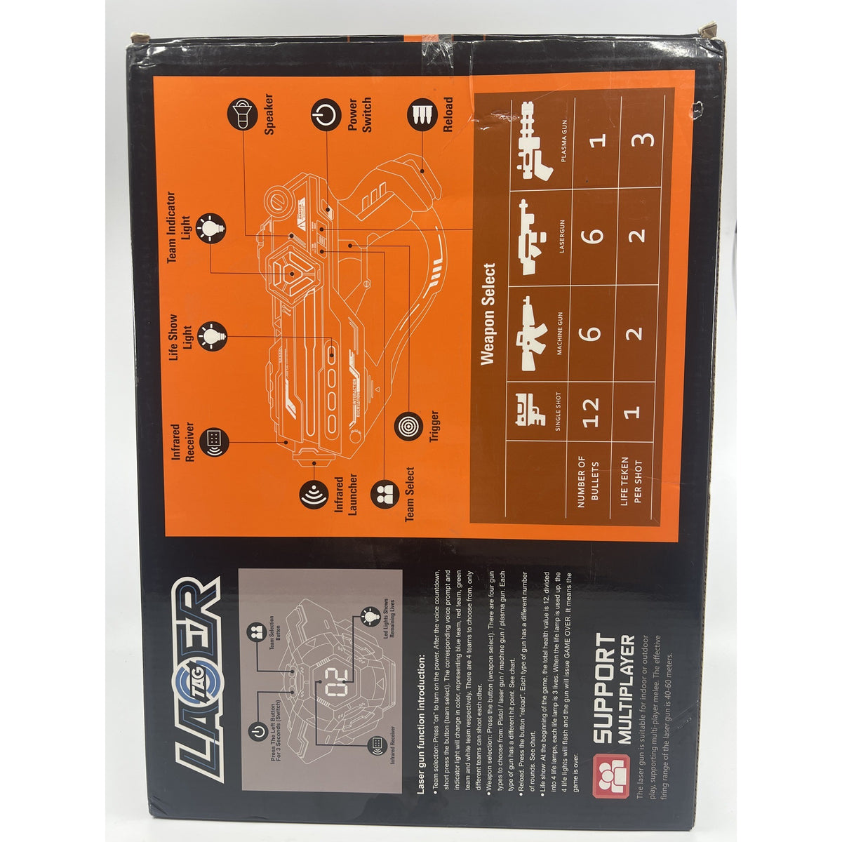 Laser Tag Set of 4 Guns & LED Vest Targets 130ft Range Factory Sealed — photo 4
