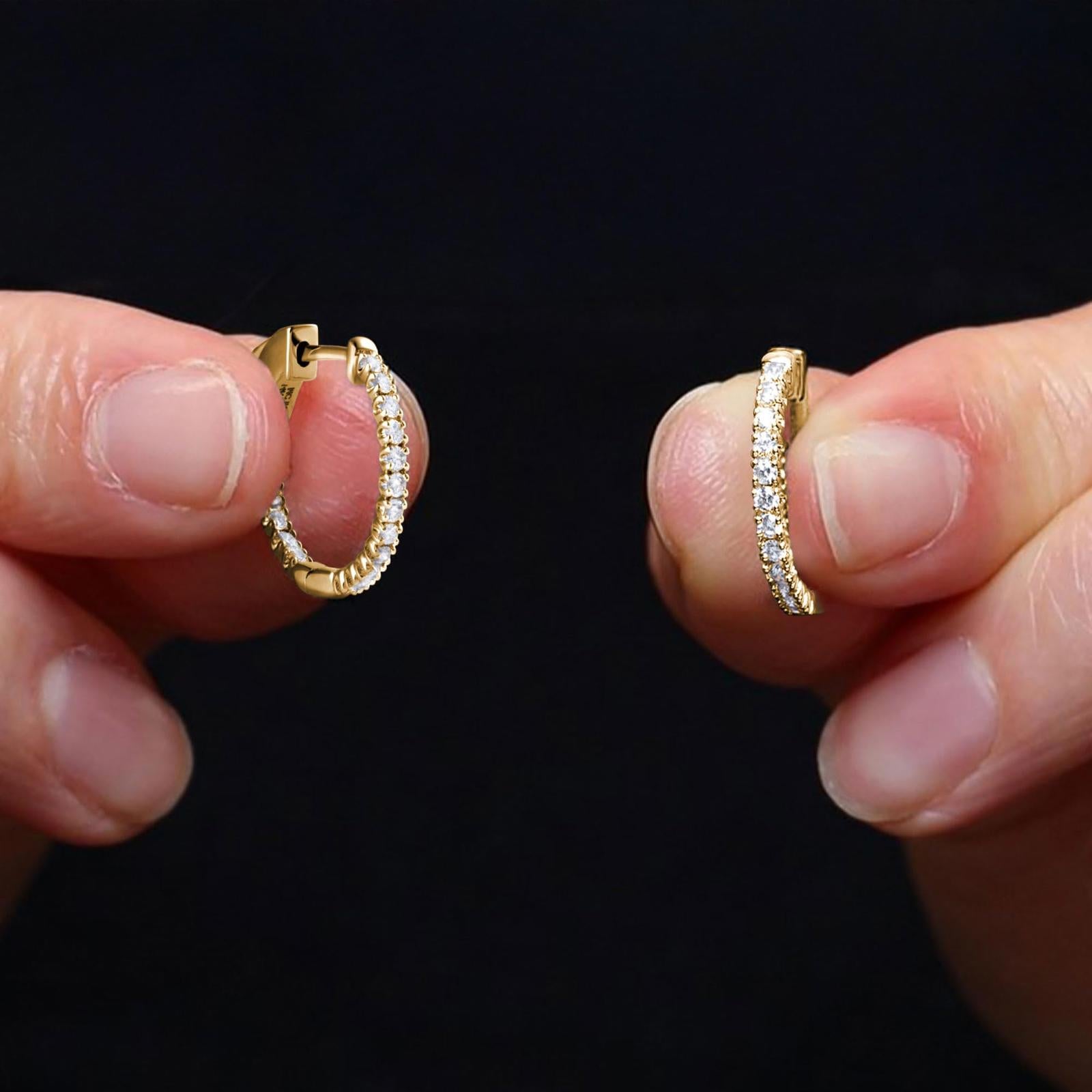 IGI Certified 0.5 Carat Lab Grown Diamond Hoop Earrings in 14K Gold