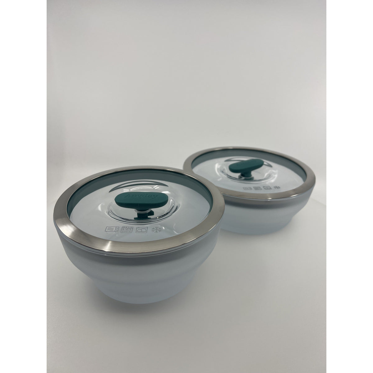 Anyday 4-Pc Microwave Cookware Set Glass Lids Medium Kale Open Box — photo 4