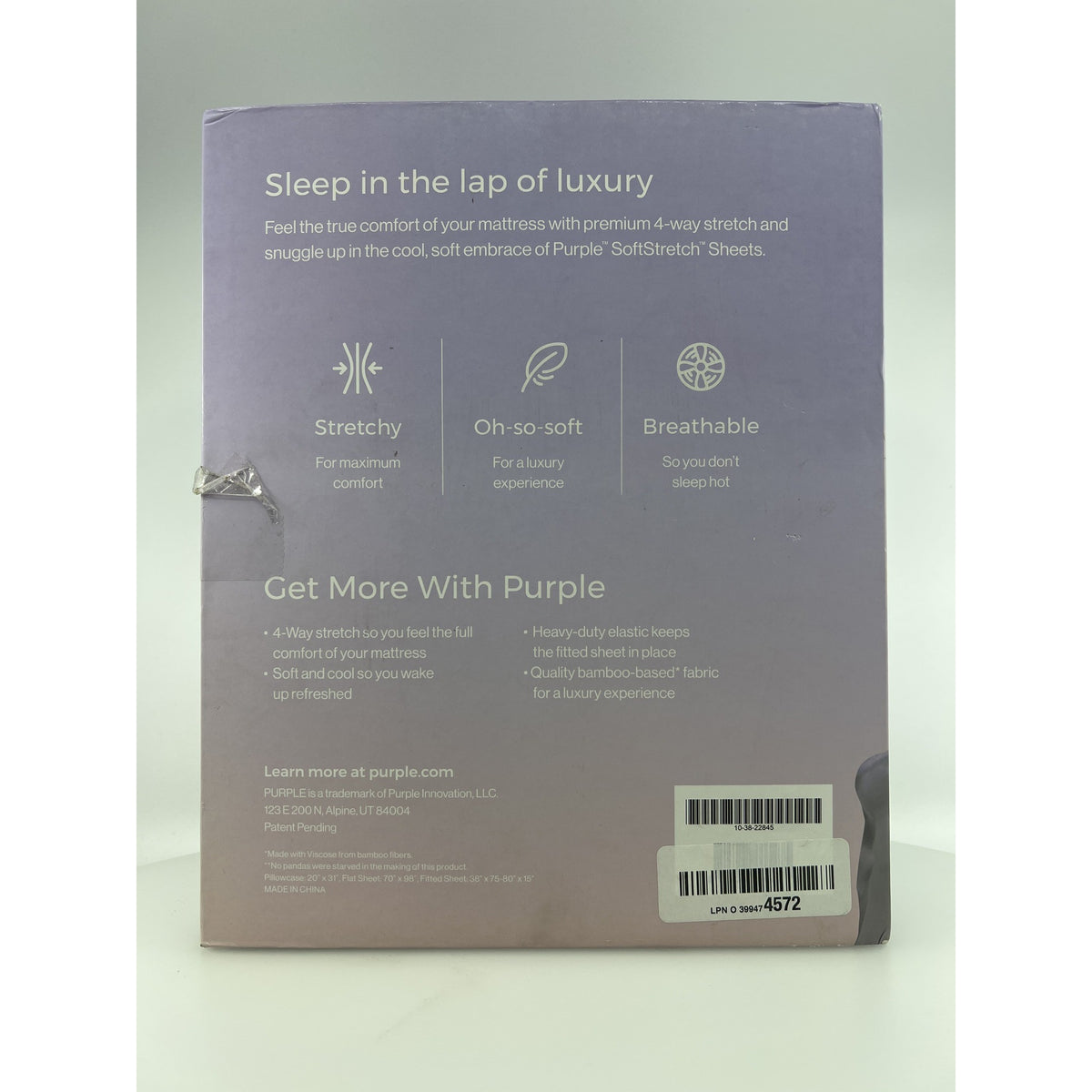 Purple SoftStretch Sheet Set Deep Purple Twin/Twin XL Factory Sealed — photo 4