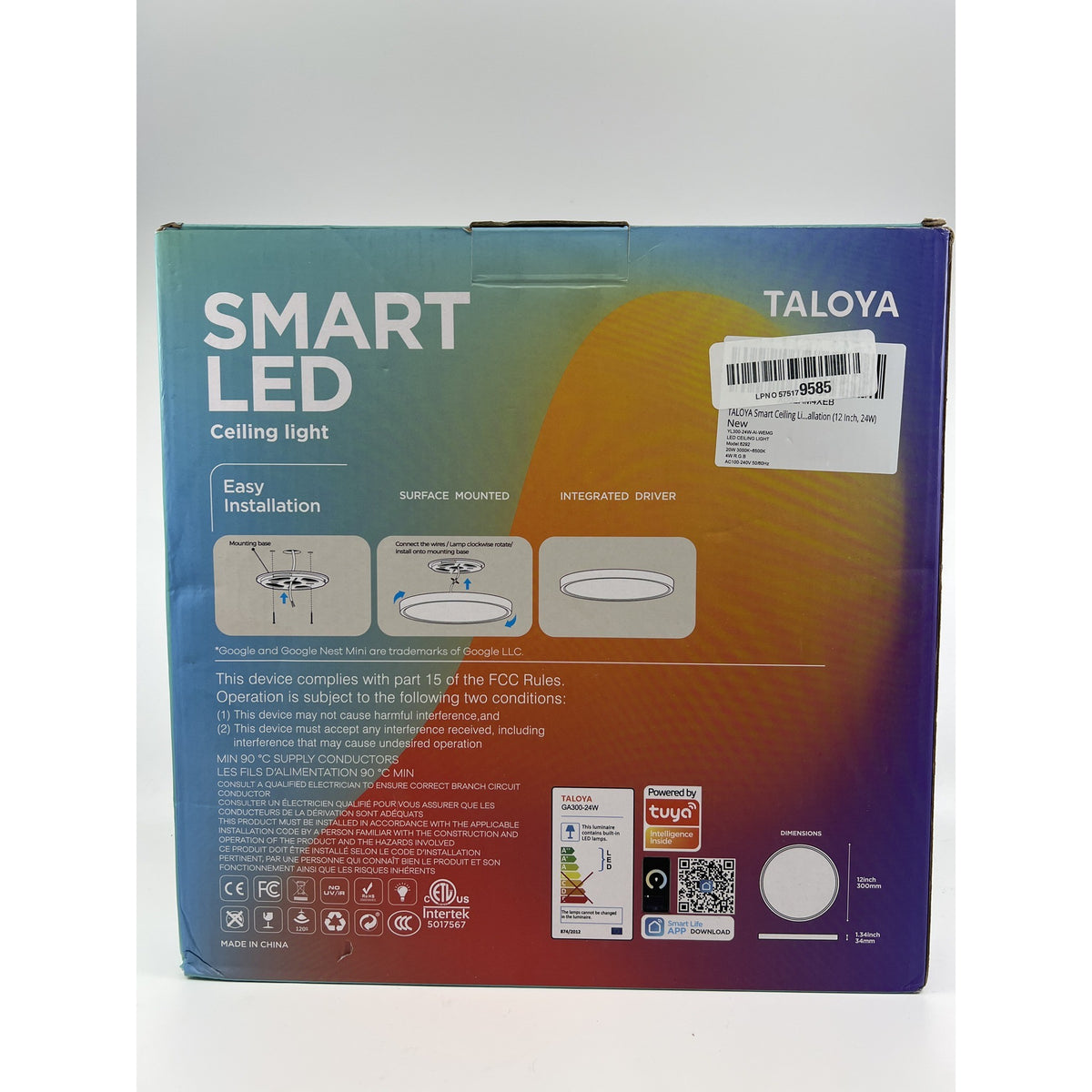 TALOYA Smart Ceiling Light,Main Light and RGB Night Light Dimmable,12 Inch — photo 4