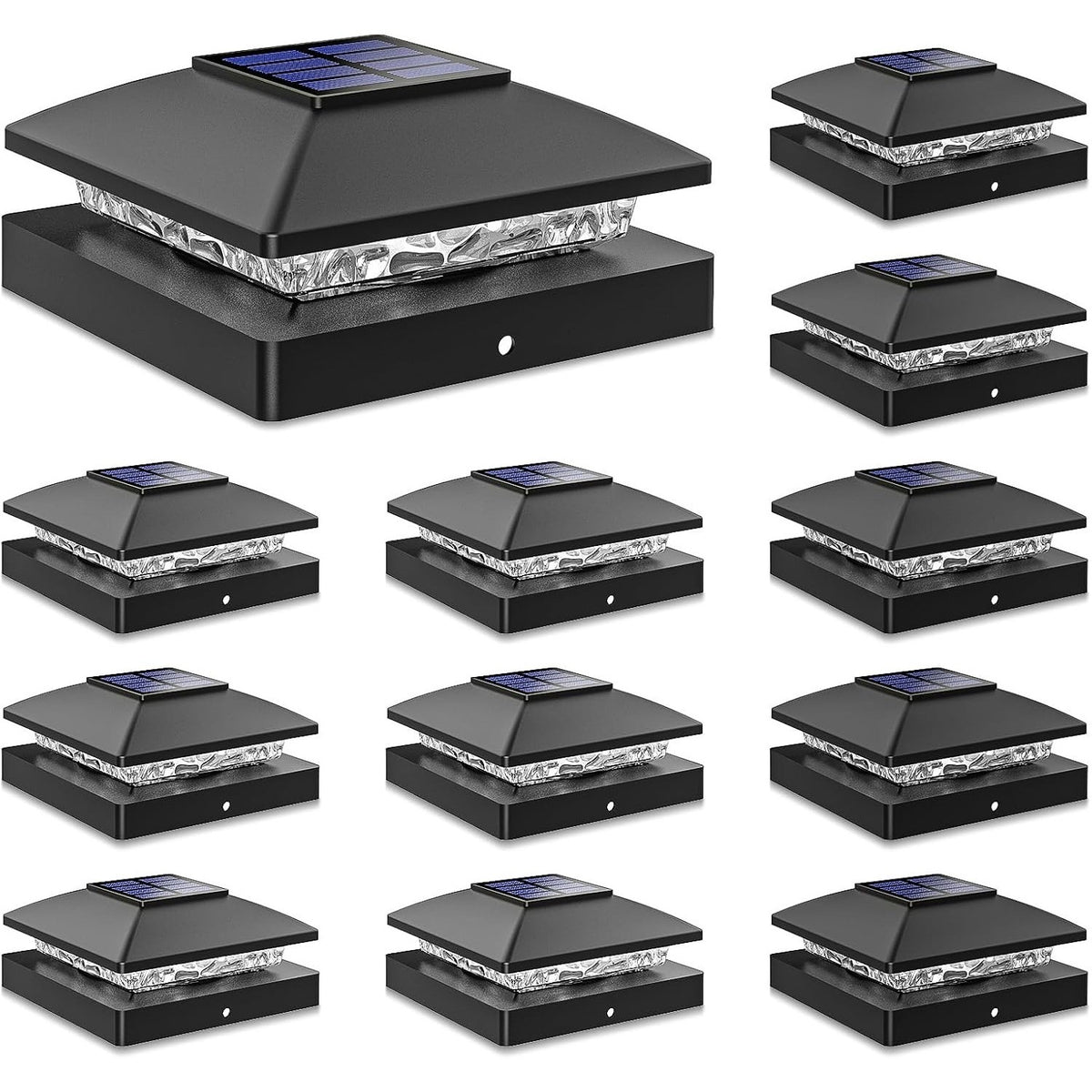 JOFIOS TZ10 Solar Post Cap Lights Black 4x4 Warm White 12-Pack Open Box — photo 1
